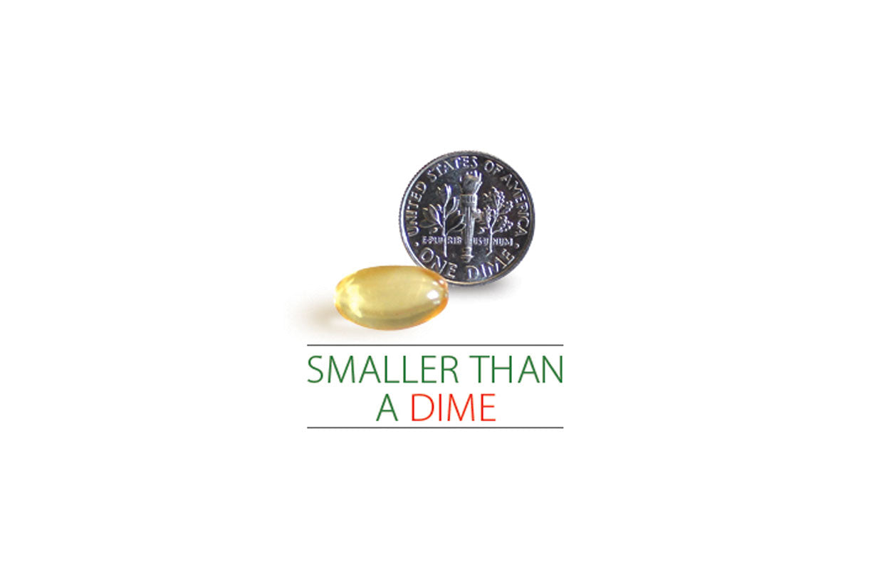 Easy to swallow, tiny fish oil softgels