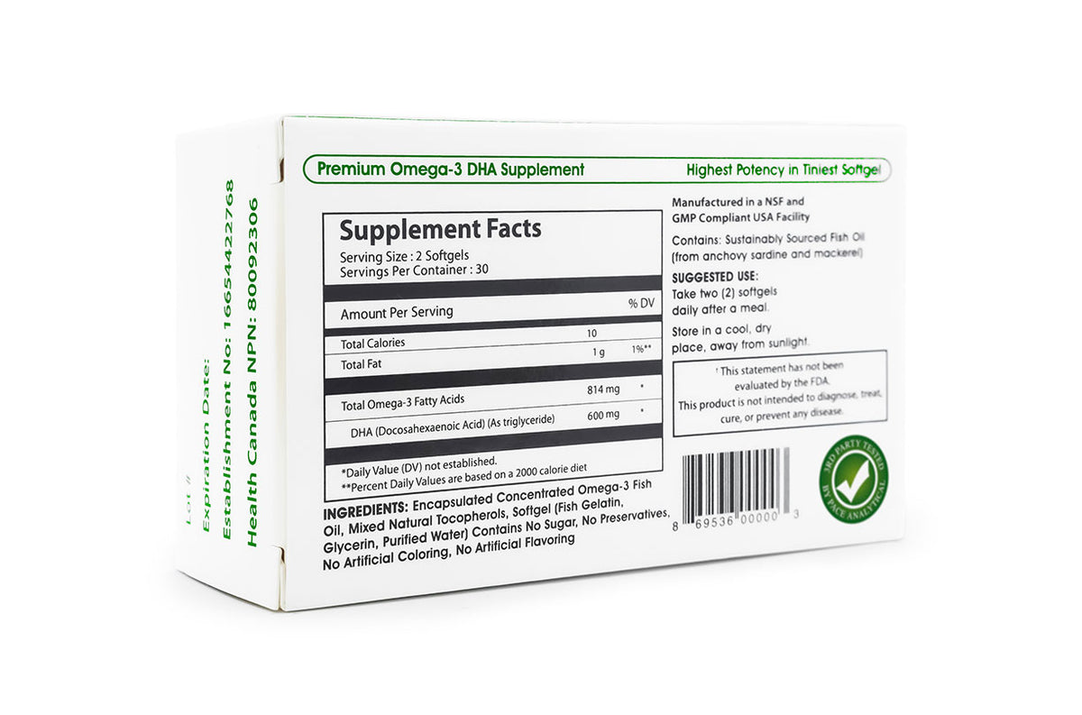 Nurture Me Supplement Facts. Concentrated Omega3 DHA